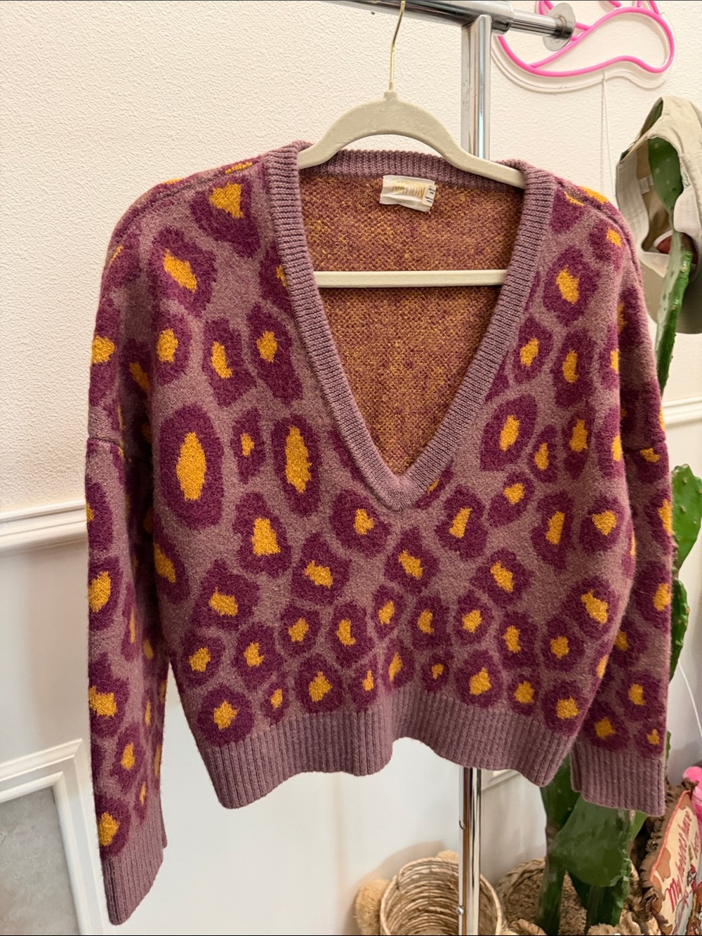 Nation Ltd Bijou Jacquard Boxy Deep V Sweater